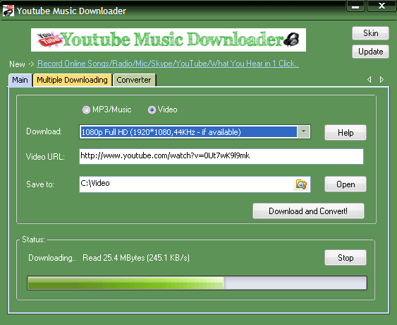 youtube music downloader main ui